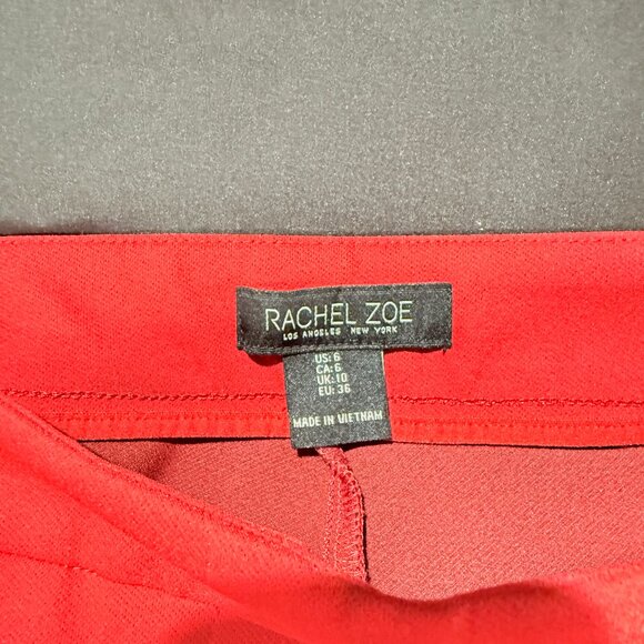 RACHEL ZOE Women's Dress Pants Size 6 Red Wide Leg Flair STRETCH - Picture 8 of 9